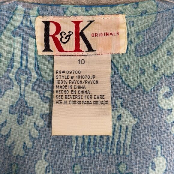 R&K Originals Dress Women 10 Blue Geometric Stripe Midi Dress Vacation Colorful‎ - Picture 6 of 8